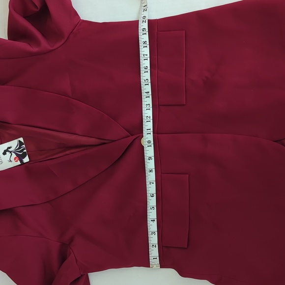 NWT Genhoo Roll Up Cuff Single Button Blazer LARGE Red Striped Cuffs - Picture 14 of 16